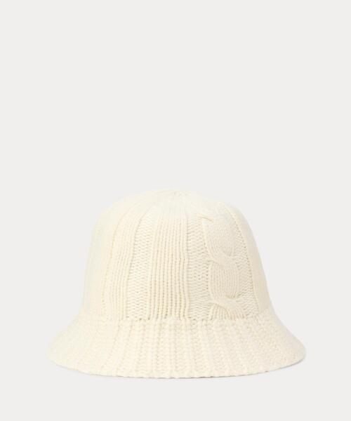 POLO RALPH LAUREN ケーブルニット ウールカシミヤ ハット ケーブルニット ウールブレンド バケット ハット（ハット