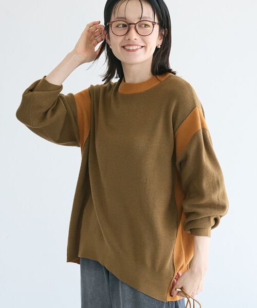CRAFT STANDARD BOUTIQUE（クラフトスタンダードブティック）の「とてもち配色ニットプルオーバー（ニット/セーター・レディース・アイボリー/ブラック/カーキ/杢グレー・FREE）」の4枚目の写真