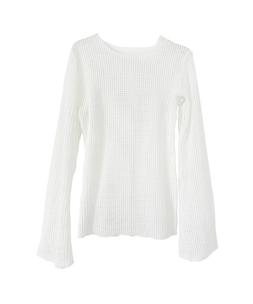 kiehtova(キエトヴァ)の「【kiehtova】BELL SLEEVE MESH KNIT KTWR4(ニット/セーター・レディース・ブラック/ホワイト・FREE)」の6枚目の写真