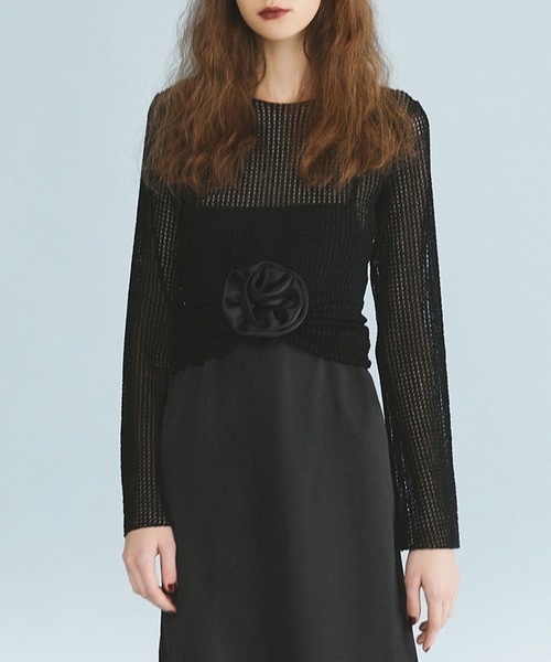 kiehtova(キエトヴァ)の「【kiehtova】BELL SLEEVE MESH KNIT KTWR4(ニット/セーター・レディース・ブラック/ホワイト・FREE)」の12枚目の写真