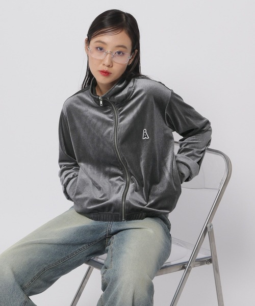 ALAND（エーランド）の「【UNISEX】ALAND／ベロアZIPジャージ（ジャージ・レディース・チャコール/ブラック・SMALL/LARGE）」の9枚目の写真