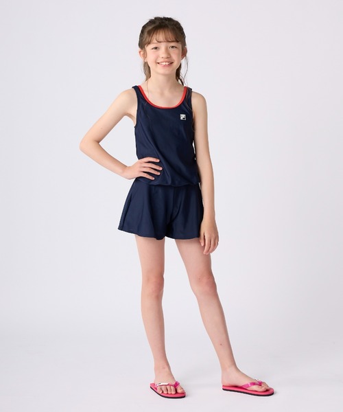 【FILA】★韓国人気★ONEPIECE+COVERUP スイムウェアセット★ FILA FILA/フィラ キッズ スクール水着 Aライン ワンピース 水着