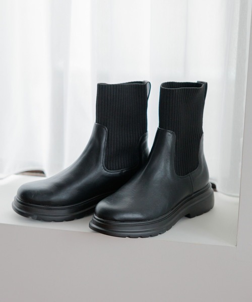 studio CLIP(スタディオクリップ)の「2WAYニットブーツ(ブーツ・レディース・アイボリー/ブラック・MEDIUM/LARGE)」の4枚目の写真