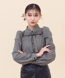 リボンタイパフスリーブブラウス
