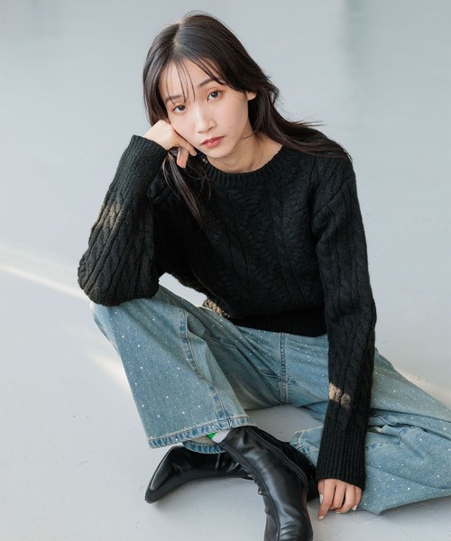 セール】ケーブルニットプルオーバーLS 240860（ニット