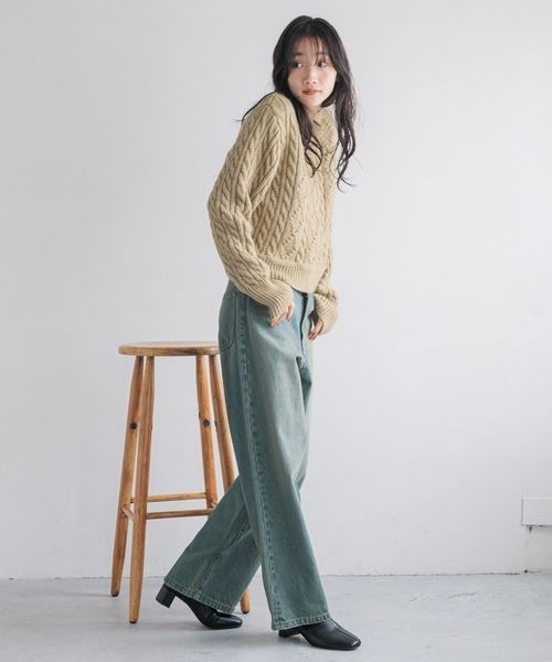 セール】ケーブルニットプルオーバーLS 240860（ニット