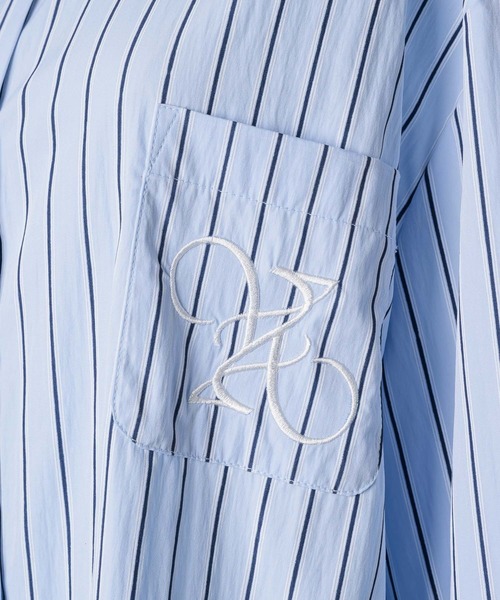 VIOLETTA（ヴィオレッタ）の「ストライプ柄ボウタイシャツ（シャツ/ブラウス・レディース・アイボリー/ブルー・FREE）」の5枚目の写真