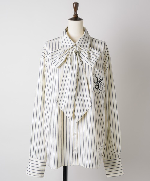 ストライプ柄ボウタイシャツ（シャツ/ブラウス）｜VIOLETTA