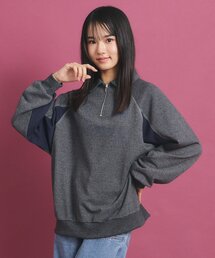 PINK-latte（ピンクラテ）の「ビックシルエット ハーフジップ（Tシャツ/カットソー・キッズ）」