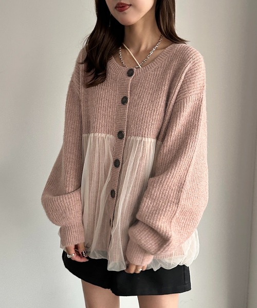 apres jour mignon(アプレジュールミニョン)の「ペプラムチュールニット【ZOZOTOWN限定アイテム】(ニット/セーター・レディース・ブラック/アイボリー/ピンク・フリー/X-LARGE)」の2枚目の写真