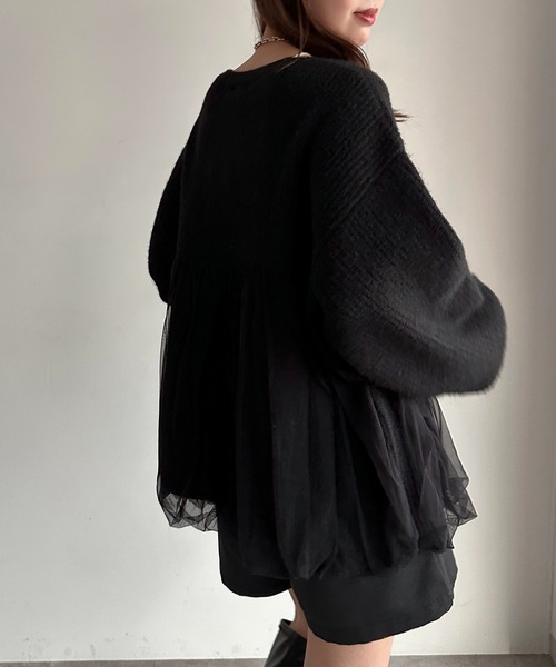 apres jour mignon(アプレジュールミニョン)の「ペプラムチュールニット【ZOZOTOWN限定アイテム】(ニット/セーター・レディース・ブラック/アイボリー/ピンク・フリー/X-LARGE)」の16枚目の写真