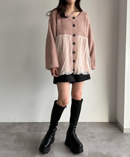 apres jour mignon(アプレジュールミニョン)の「ペプラムチュールニット【ZOZOTOWN限定アイテム】(ニット/セーター・レディース・ブラック/アイボリー/ピンク・フリー/X-LARGE)」の6枚目の写真
