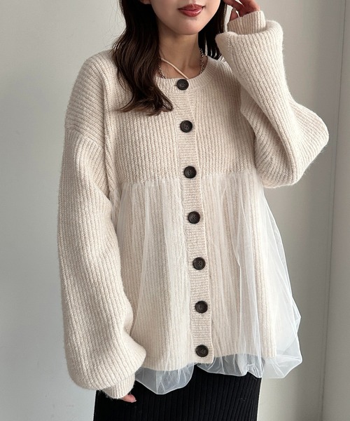 apres jour mignon(アプレジュールミニョン)の「ペプラムチュールニット【ZOZOTOWN限定アイテム】(ニット/セーター・レディース・ブラック/アイボリー/ピンク・フリー/X-LARGE)」の7枚目の写真