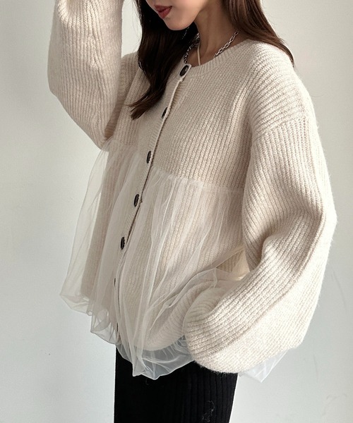 apres jour mignon(アプレジュールミニョン)の「ペプラムチュールニット【ZOZOTOWN限定アイテム】(ニット/セーター・レディース・ブラック/アイボリー/ピンク・フリー/X-LARGE)」の8枚目の写真
