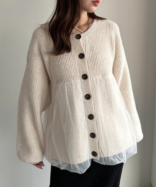 apres jour mignon(アプレジュールミニョン)の「ペプラムチュールニット【ZOZOTOWN限定アイテム】(ニット/セーター・レディース・ブラック/アイボリー/ピンク・フリー/X-LARGE)」の9枚目の写真