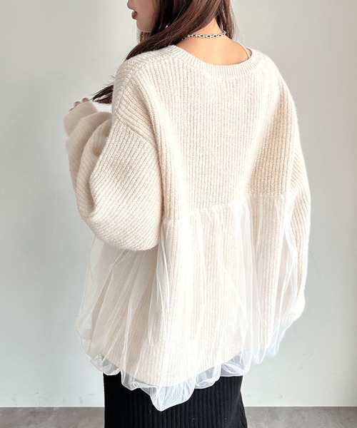 apres jour mignon(アプレジュールミニョン)の「ペプラムチュールニット【ZOZOTOWN限定アイテム】(ニット/セーター・レディース・ブラック/アイボリー/ピンク・フリー/X-LARGE)」の10枚目の写真