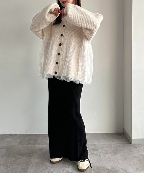 apres jour mignon(アプレジュールミニョン)の「ペプラムチュールニット【ZOZOTOWN限定アイテム】(ニット/セーター・レディース・ブラック/アイボリー/ピンク・フリー/X-LARGE)」の11枚目の写真