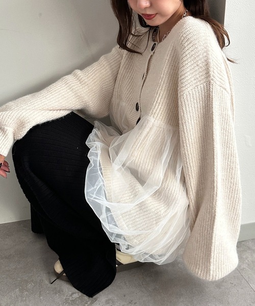 apres jour mignon(アプレジュールミニョン)の「ペプラムチュールニット【ZOZOTOWN限定アイテム】(ニット/セーター・レディース・ブラック/アイボリー/ピンク・フリー/X-LARGE)」の12枚目の写真