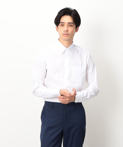 COMME CA ISM（コムサイズム）の「イージーケア　ポリエステル　コットン　ブロード　ドレスシャツ（ビジネスシャツ・メンズ・ホワイト・SMALL/MEDIUM/LARGE/X-LARGE）」の4枚目の写真