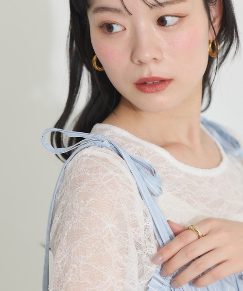 earth music&ecology（アースミュージックアンドエコロジー）の「ギャザーティアードキャミドレ（ワンピース・レディース・サックスブルー/ホワイト/イエロー・FREE）」の9枚目の写真