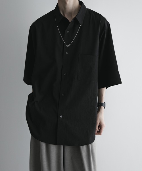 remer(リメール)の「loose Relax summer shirt / ルーズリラックスサマーシャツ《楊柳》(シャツ/ブラウス・メンズ・ブラック/キャメル/ライトグレー/ブルー/チャコールグレー/カーキ/ライトグリーン/パープル/マスタード・SMALL/X-SMALL/LARGE/MEDIUM)」の2枚目の写真