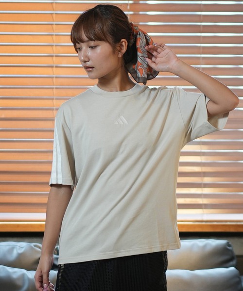 adidas(アディダス)の「adidas/アディダス スリーストライプス Tシャツ KVC57(Tシャツ/カットソー・レディース・ブラック×ホワイト/グレー×ホワイト/ホワイト×ブラック・L/M/S)」の9枚目の写真