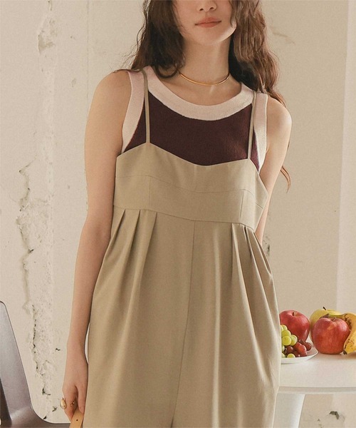 titivate（ティティベイト）の「配色リブニットタンクトップ（タンクトップ・レディース・ブラウン系その他2/ブラウン系その他/ブラック系その他/ホワイト系その他/ブルー系その他/イエロー系その他/グレー系その他/ホワイト系その他2/ブラック系その他2・L/M/S）」の12枚目の写真