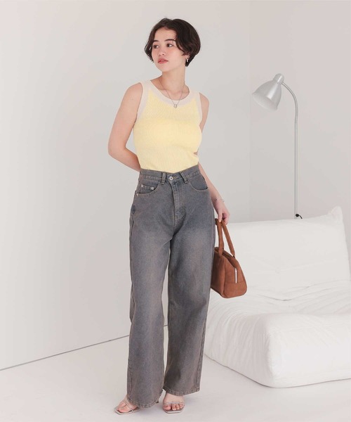 titivate（ティティベイト）の「配色リブニットタンクトップ（タンクトップ・レディース・ブラウン系その他2/ブラウン系その他/ブラック系その他/ホワイト系その他/ブルー系その他/イエロー系その他/グレー系その他/ホワイト系その他2/ブラック系その他2・L/M/S）」の22枚目の写真