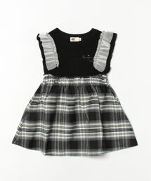 KP（ケーピー）の「チェックドッキング　袖フリルワンピース(90～160)（ワンピース）」