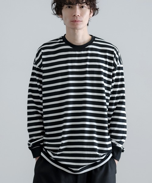 SIDEWAY STANCE(サイドウェイスタンス)の「【SIDEWAY STANCE】ボーダー 長袖Tシャツ(Tシャツ/カットソー・メンズ・ホワイト×ネイビー/ブラック×ホワイト・SMALL/MEDIUM/LARGE/X-LARGE)」の2枚目の写真