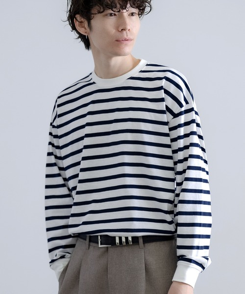 SIDEWAY STANCE(サイドウェイスタンス)の「【SIDEWAY STANCE】ボーダー 長袖Tシャツ(Tシャツ/カットソー・メンズ・ホワイト×ネイビー/ブラック×ホワイト・SMALL/MEDIUM/LARGE/X-LARGE)」の1枚目の写真