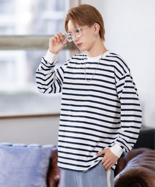 SIDEWAY STANCE(サイドウェイスタンス)の「【SIDEWAY STANCE】ボーダー 長袖Tシャツ(Tシャツ/カットソー・メンズ・ホワイト×ネイビー/ブラック×ホワイト・SMALL/MEDIUM/LARGE/X-LARGE)」の6枚目の写真