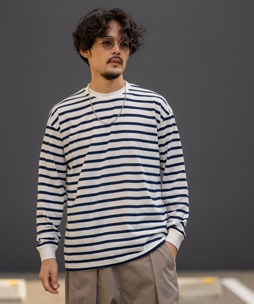 SIDEWAY STANCE(サイドウェイスタンス)の「【SIDEWAY STANCE】ボーダー 長袖Tシャツ(Tシャツ/カットソー・メンズ・ホワイト×ネイビー/ブラック×ホワイト・SMALL/MEDIUM/LARGE/X-LARGE)」の9枚目の写真