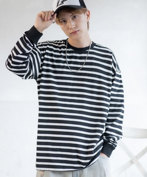 SIDEWAY STANCE(サイドウェイスタンス)の「【SIDEWAY STANCE】ボーダー 長袖Tシャツ(Tシャツ/カットソー・メンズ・ホワイト×ネイビー/ブラック×ホワイト・SMALL/MEDIUM/LARGE/X-LARGE)」の16枚目の写真