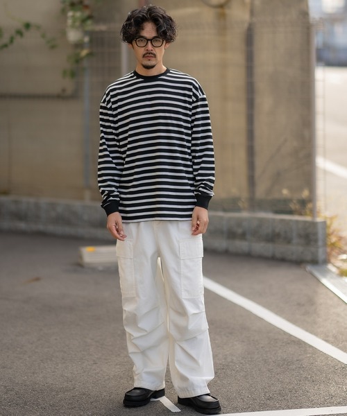 SIDEWAY STANCE(サイドウェイスタンス)の「【SIDEWAY STANCE】ボーダー 長袖Tシャツ(Tシャツ/カットソー・メンズ・ホワイト×ネイビー/ブラック×ホワイト・SMALL/MEDIUM/LARGE/X-LARGE)」の21枚目の写真