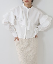 ショートアシメラッフルシャツ