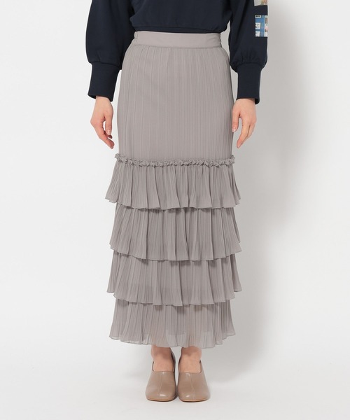 mysty woman(ミスティウーマン)の「ティアードプリーツスカート 320385(スカート・レディース・アイボリー/ブラック/グレー・FREE)」の13枚目の写真