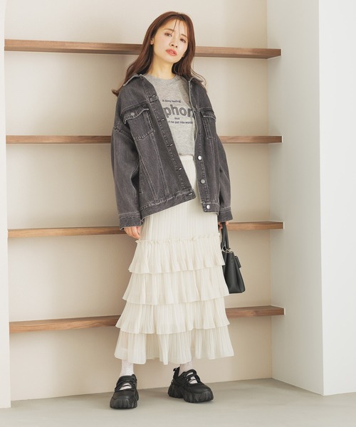 mysty woman(ミスティウーマン)の「ティアードプリーツスカート 320385(スカート・レディース・アイボリー/ブラック/グレー・FREE)」の19枚目の写真