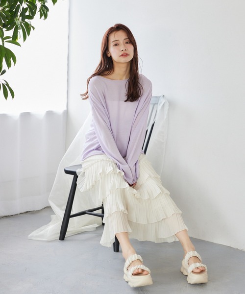 mysty woman(ミスティウーマン)の「ティアードプリーツスカート 320385(スカート・レディース・アイボリー/ブラック/グレー・FREE)」の22枚目の写真