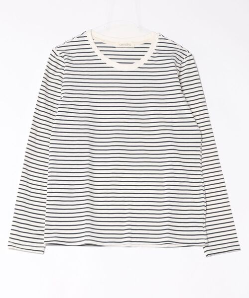 aimoha(アイモハ)の「ボーダー長袖Tシャツ(Tシャツ/カットソー・レディース・ホワイト・FREE)」の3枚目の写真