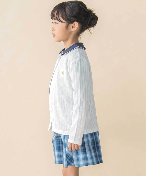 BeBe Petits Pois Vert(ベベプチポワヴェール)の「レーシーカットソー長袖カーディガン(95~150cm)(カーディガン/ボレロ・キッズ・ピンク/ホワイト・120cm/130cm/110cm/100cm/140cm/150cm)」の3枚目の写真
