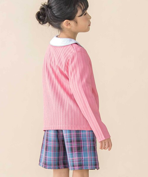 BeBe Petits Pois Vert(ベベプチポワヴェール)の「レーシーカットソー長袖カーディガン(95~150cm)(カーディガン/ボレロ・キッズ・ピンク/ホワイト・120cm/130cm/110cm/100cm/140cm/150cm)」の7枚目の写真