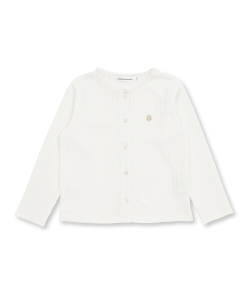 BeBe Petits Pois Vert(ベベプチポワヴェール)の「レーシーカットソー長袖カーディガン(95~150cm)(カーディガン/ボレロ・キッズ・ピンク/ホワイト・120cm/130cm/110cm/100cm/140cm/150cm)」の8枚目の写真