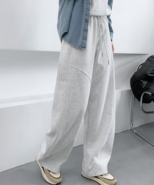 LOWO(ロワ)の「カーブデザインスウェットパンツ ラメ入り(その他パンツ・レディース・ブラック/オフホワイト/グレー・FREE)」の9枚目の写真
