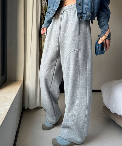 LOWO(ロワ)の「カーブデザインスウェットパンツ ラメ入り(その他パンツ・レディース・ブラック/オフホワイト/グレー・FREE)」の11枚目の写真