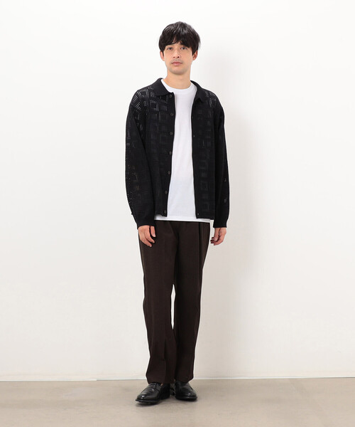 COMME CA ISM(コムサイズム)の「メッシュ編み ポロカーディガン(カーディガン/ボレロ・メンズ・ブラック/ブラウン/ネイビー・MEDIUM/LARGE)」の7枚目の写真