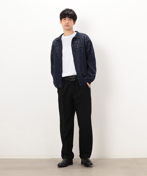 COMME CA ISM(コムサイズム)の「メッシュ編み ポロカーディガン(カーディガン/ボレロ・メンズ・ブラック/ブラウン/ネイビー・MEDIUM/LARGE)」の9枚目の写真
