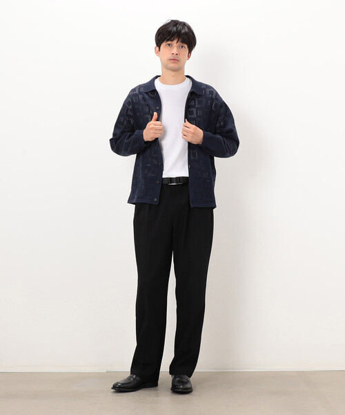 COMME CA ISM(コムサイズム)の「メッシュ編み ポロカーディガン(カーディガン/ボレロ・メンズ・ブラック/ブラウン/ネイビー・MEDIUM/LARGE)」の10枚目の写真