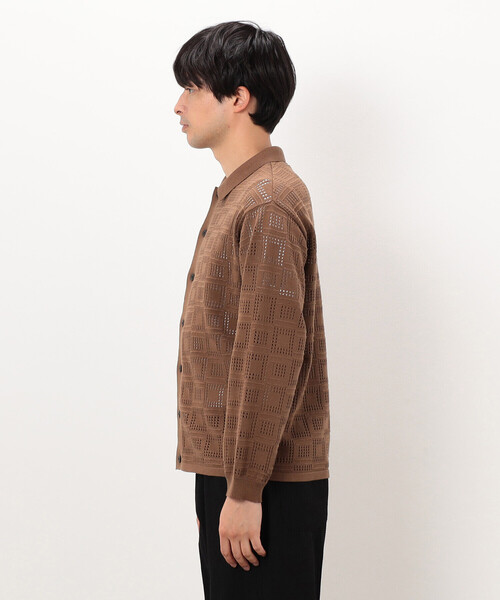 COMME CA ISM(コムサイズム)の「メッシュ編み ポロカーディガン(カーディガン/ボレロ・メンズ・ブラック/ブラウン/ネイビー・MEDIUM/LARGE)」の15枚目の写真