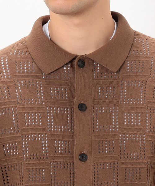 COMME CA ISM(コムサイズム)の「メッシュ編み ポロカーディガン(カーディガン/ボレロ・メンズ・ブラック/ブラウン/ネイビー・MEDIUM/LARGE)」の17枚目の写真